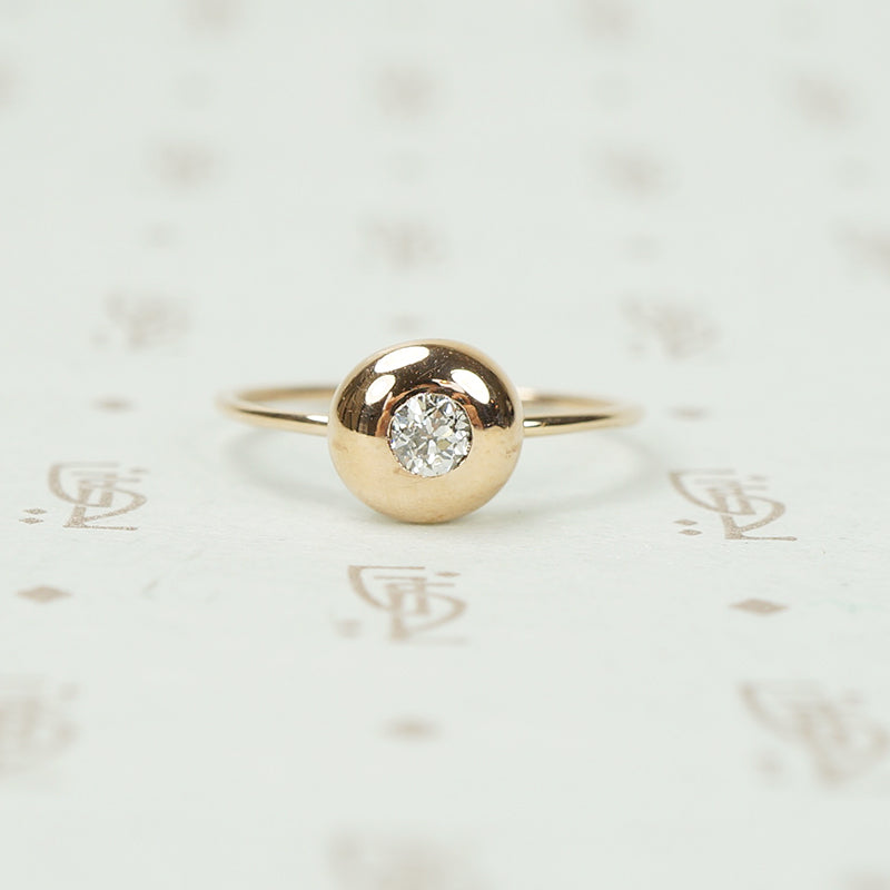Rose Gold Dome Diamond Button Ring
