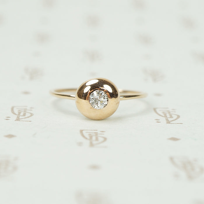 Rose Gold Dome Diamond Button Ring