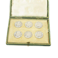 Art Nouveau boxed set of  Sterling Silver Buttons