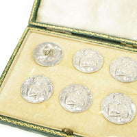Art Nouveau boxed set of  Sterling Silver Buttons