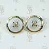 mother of pearl and 14k yellow gold button earrings