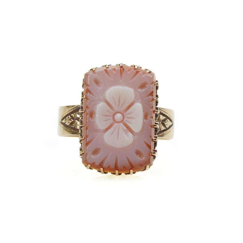 Victorian Hard stone Cameo Ring in the form of a Dogwood Flower