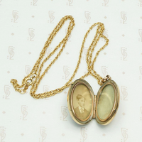 Victorian Locket with Tigers Eye Cameo and Garnets, interior.