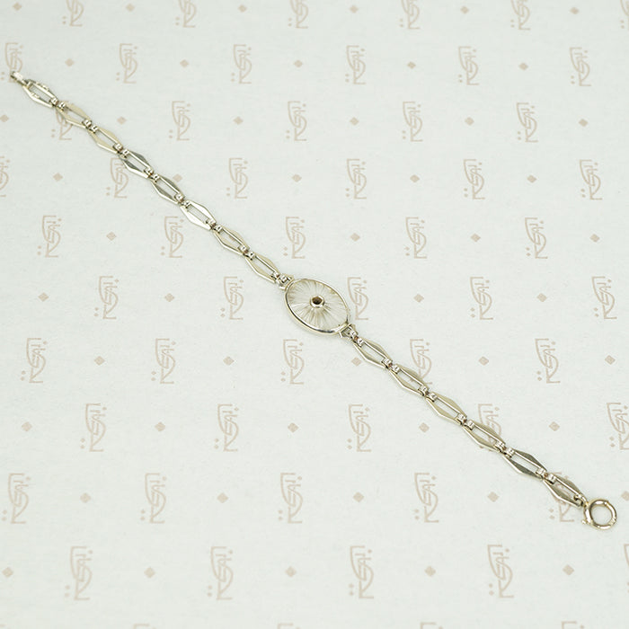 Vintage 20's White Gold and Camphor Glass Bracelet