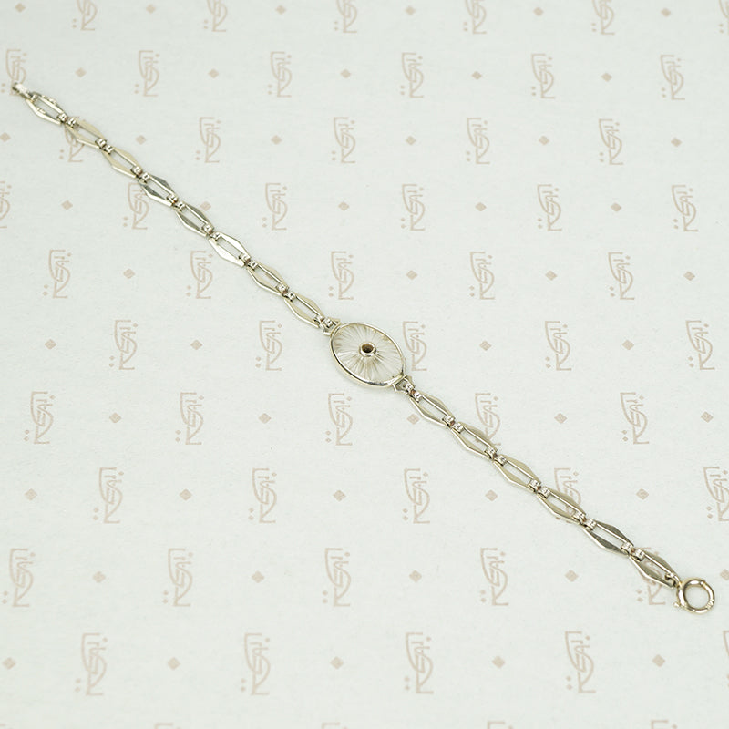 Vintage 20's White Gold and Camphor Glass Bracelet