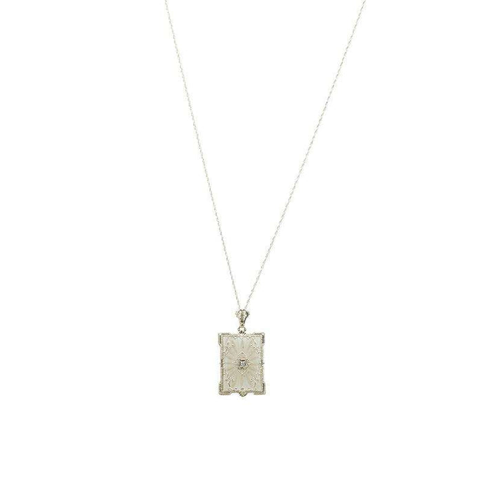 Picture Perfect Camphor Glass and Filigree 1920's Pendant