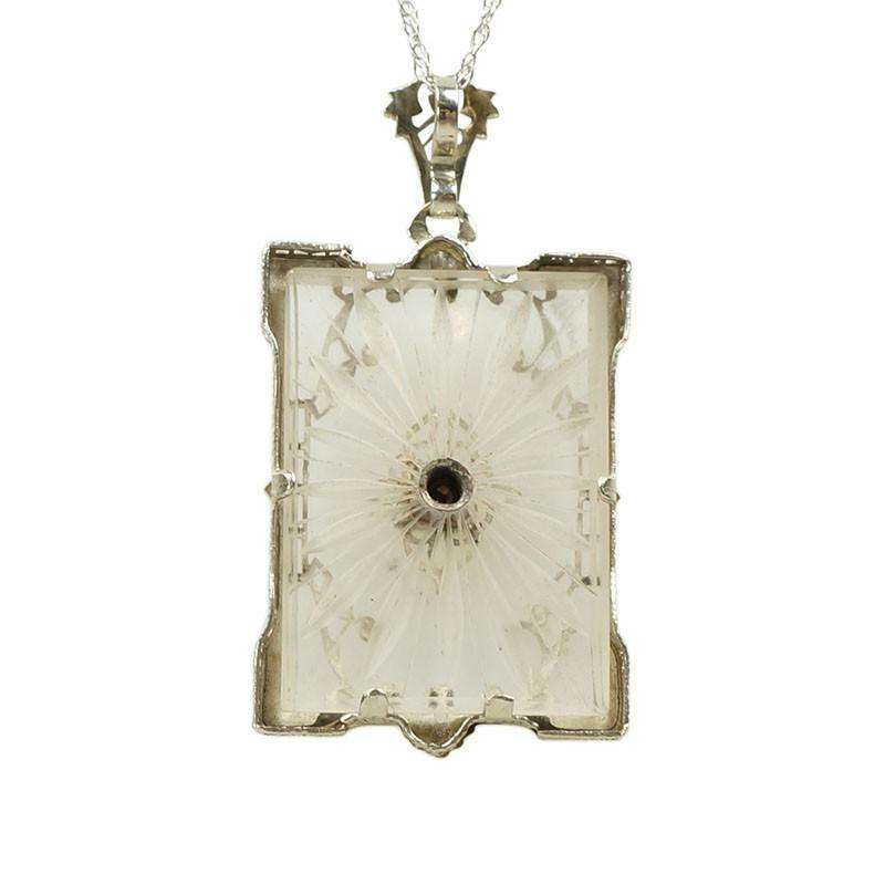 Picture Perfect Camphor Glass and Filigree 1920's Pendant