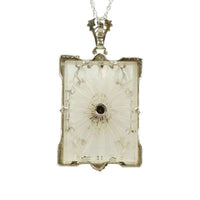 Picture Perfect Camphor Glass and Filigree 1920's Pendant