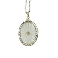 Deco White Gold Camphor Glass Necklace