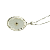 Deco White Gold Camphor Glass Necklace
