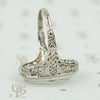 Deco Filigree White Gold Camphor Glass Ring