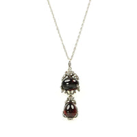 Antique Carbuncle Garnet and Rose Cut Diamond Pendant with Locket Back