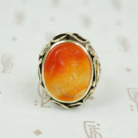Sensational Carnelian Intaglio Ring with Snakes