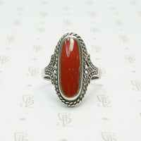 vintage 1980's sterling silver carnelian ring oval in shape