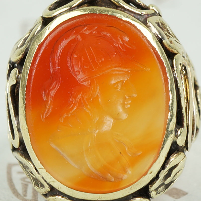 Sensational Carnelian Intaglio Ring with Snakes