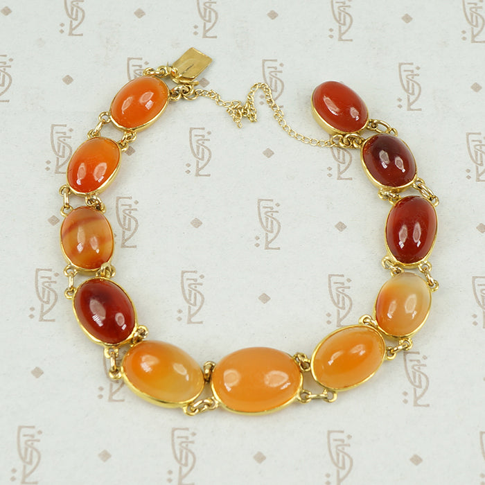 Carnelian Cabochon Bracelet 18k c1860