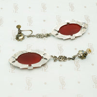 Lovely Art Deco Carnelian Sterling Earrings