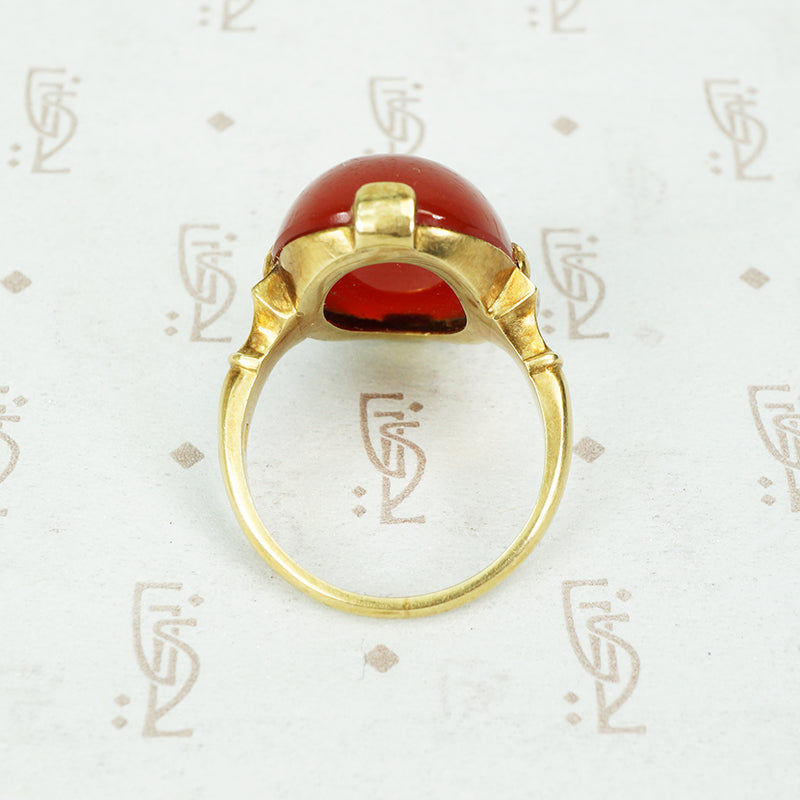The Fabulous Enameled Torch Carnelian Deco Ring