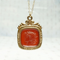 Victorian Moulded Glass "Cameo" Necklace, detail view.