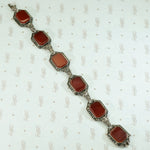Art Deco Sterling Marcasite and Carnelian Bracelet