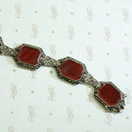 Art Deco Sterling Marcasite and Carnelian Bracelet
