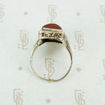 carved carnelian in white gold filigree ring circa 1920's