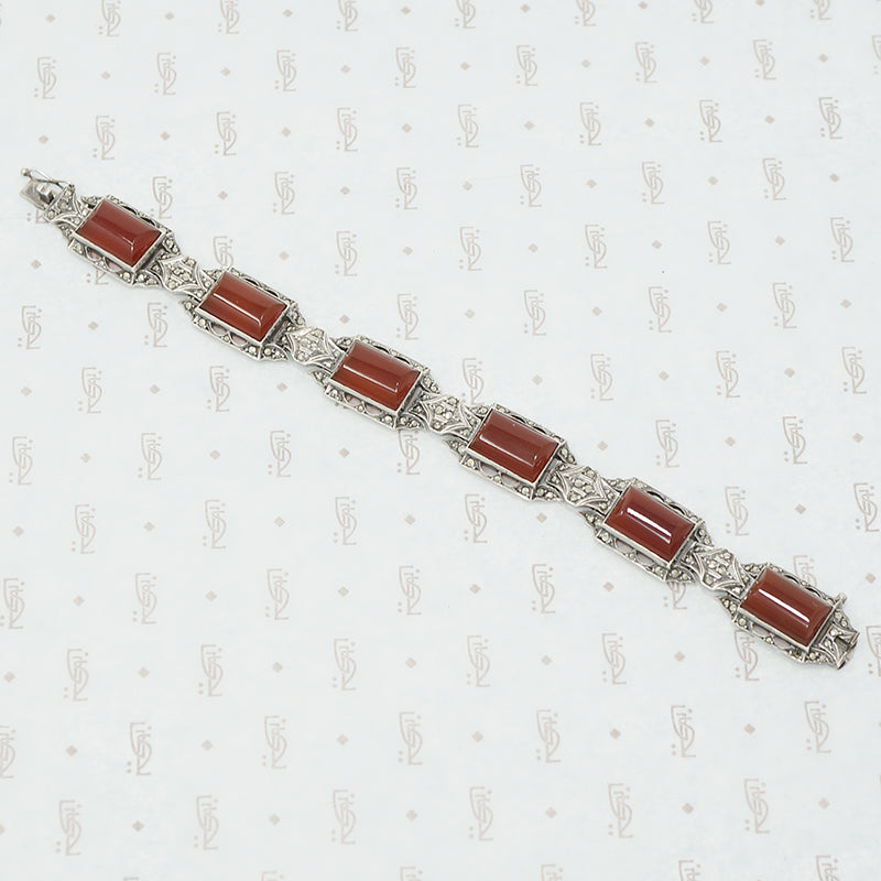 sterling carnelian marcasite bracelet