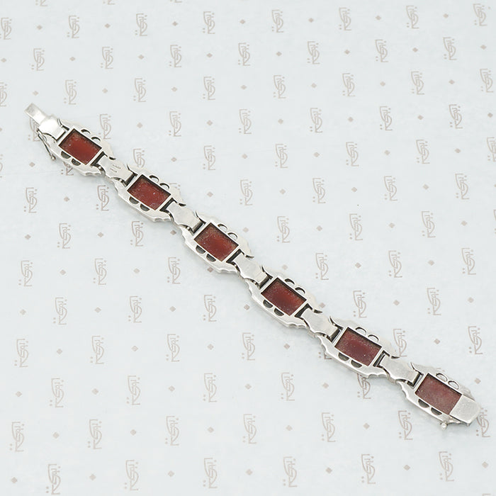 sterling carnelian marcasite bracelet back view