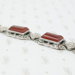 sterling carnelian marcasite bracelet close up
