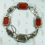 Glamorous Carnelian & Silver Bracelet with Marcasite