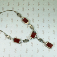 Gorgeous Carnelian & Silver Necklace with Marcasite