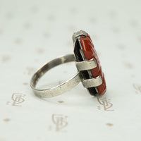 Art Deco Sterling Carved Carnelian Ring