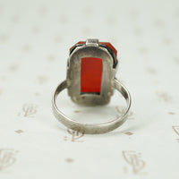 Art Deco Sterling Carved Carnelian Ring
