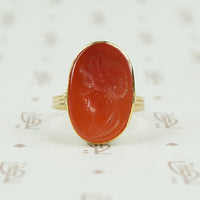 Roman Carnelian Intaglio of A Woman 18k Ring