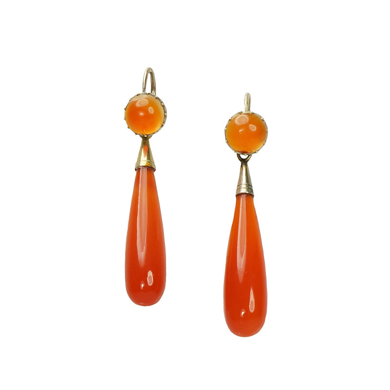 19th Century Carnelian Day and Night Earrings
