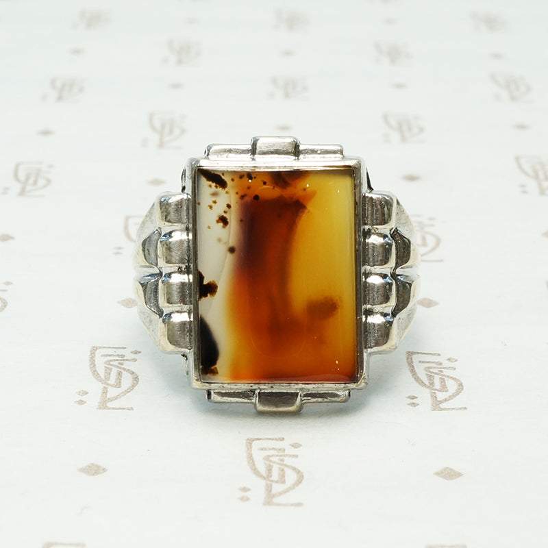 vintage sterling silver carnelian chunky man style 1920's ring
