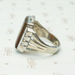 Mottled Carnelian Chunky Deco Sterling Ring