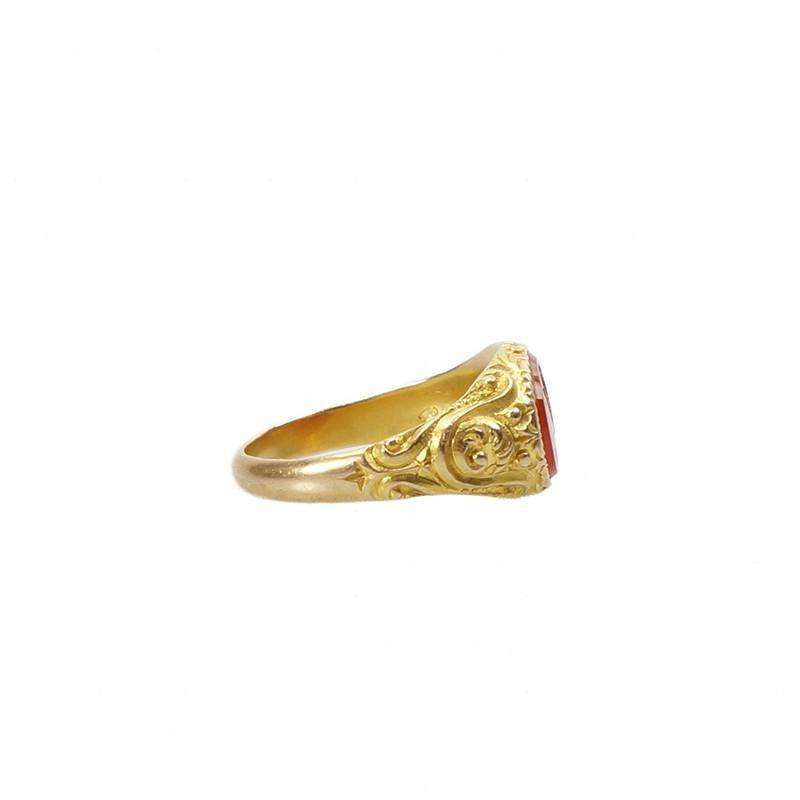 Antique Carnelian Intaglio Ring The Roman God Mercury