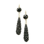 Heavily carved Torpedo shaped Jet Earrings