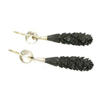 Heavily carved Torpedo shaped Jet Earrings