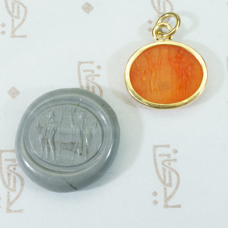 An Ancient Intaglio Fob Castor and Pollux