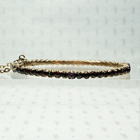 Slim Rose Cut Bohemian Garnet Bangle