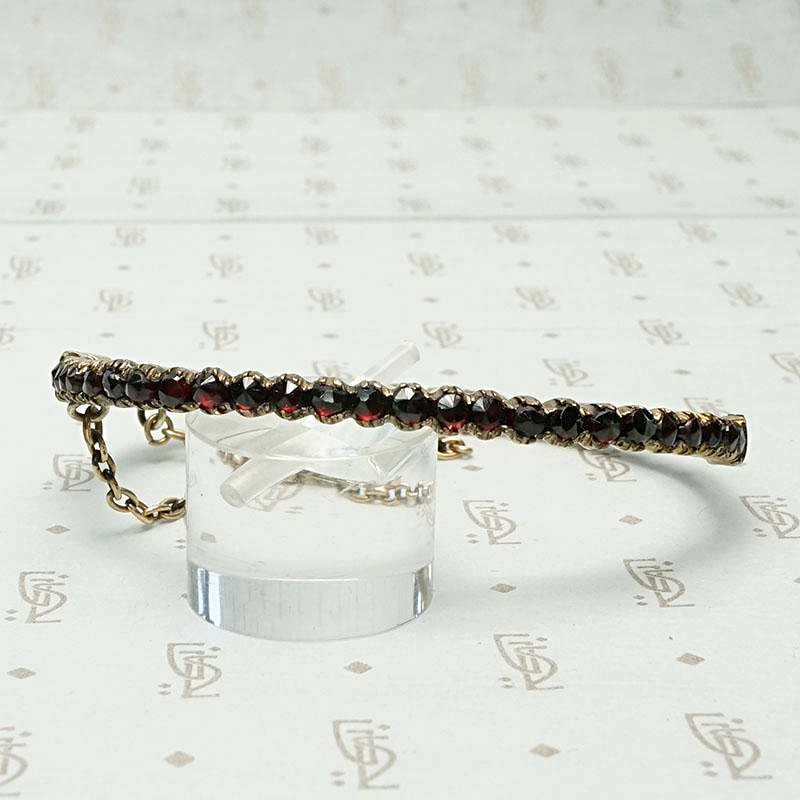 Slim Rose Cut Bohemian Garnet Bangle