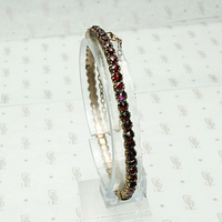 Slim Rose Cut Bohemian Garnet Bangle