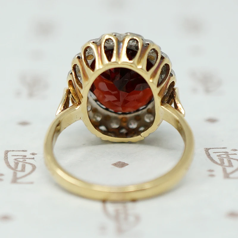Glamorous Garnet Halo Cocktail Ring