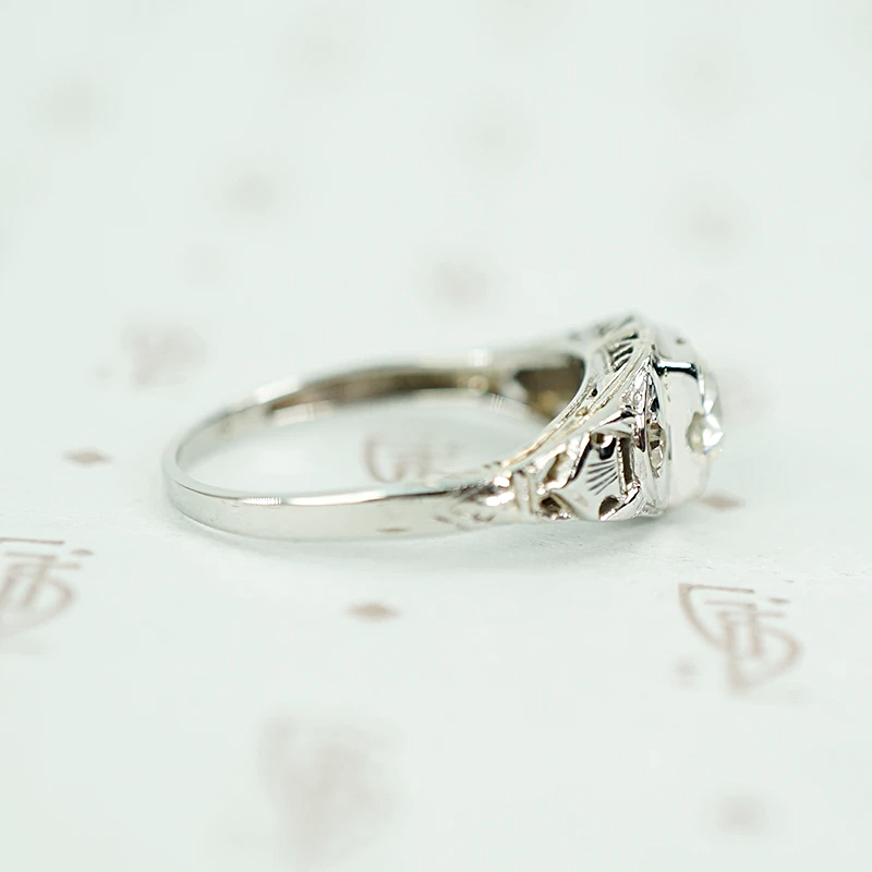 Deco Old European Diamond and Filigree Ring