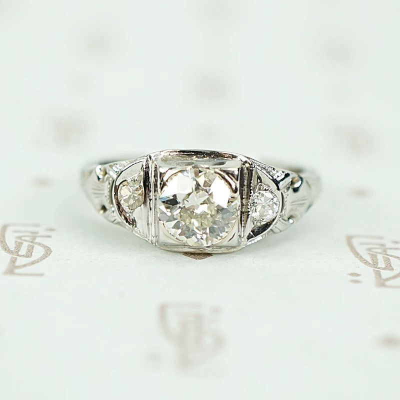Deco Old European Diamond and Filigree Ring