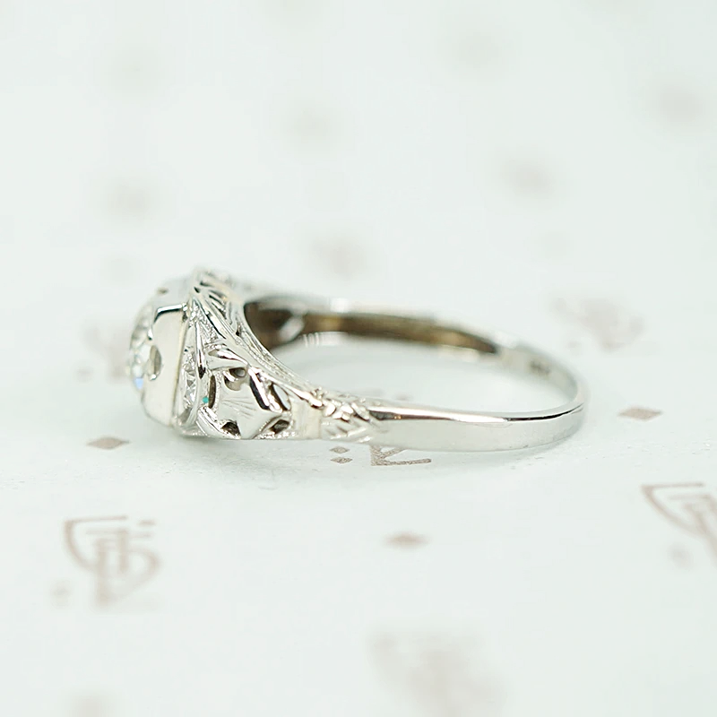 Deco Old European Diamond and Filigree Ring