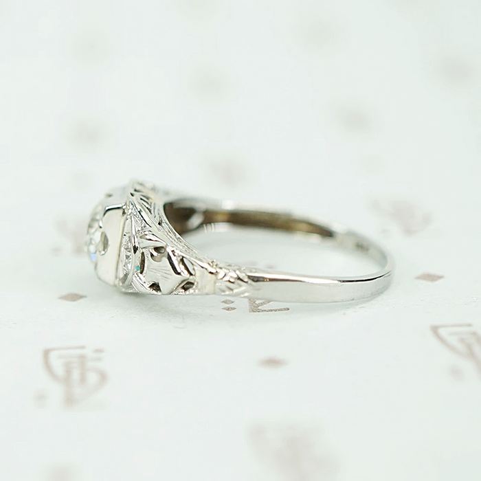 Deco Old European Diamond and Filigree Ring