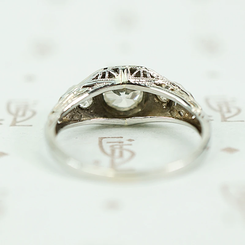 Deco Old European Diamond and Filigree Ring